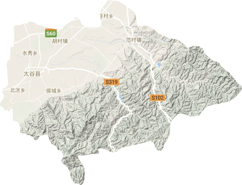 太谷区地形地图