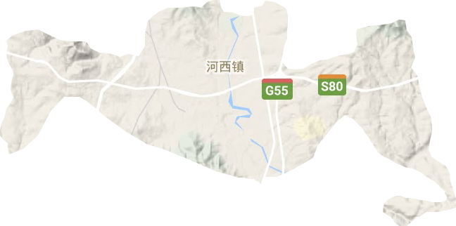 河西镇地形地图