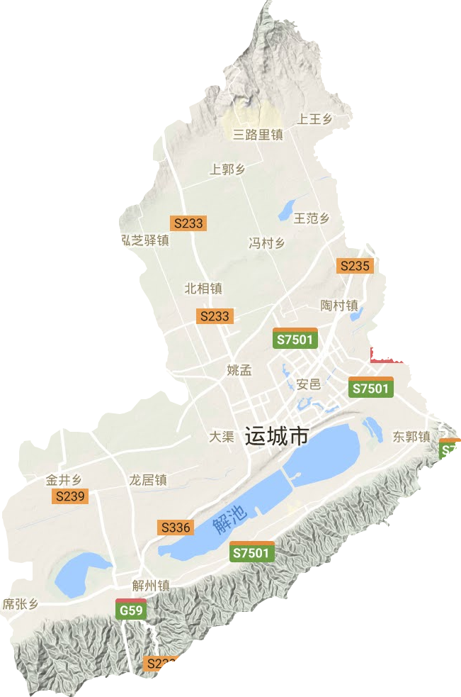 盐湖区地形地图