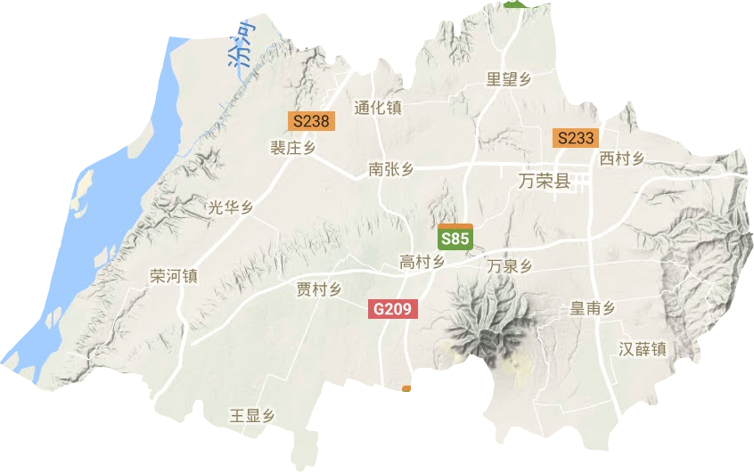 万荣县地形地图