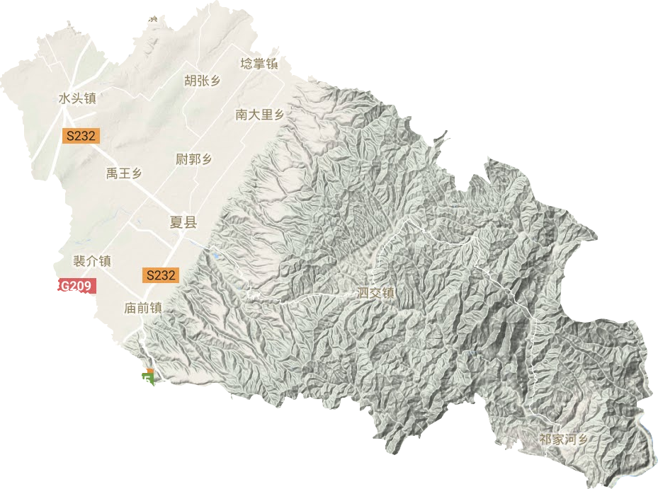 夏县地形地图