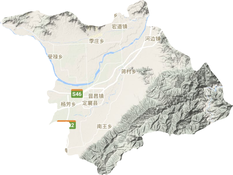 定襄县地形地图
