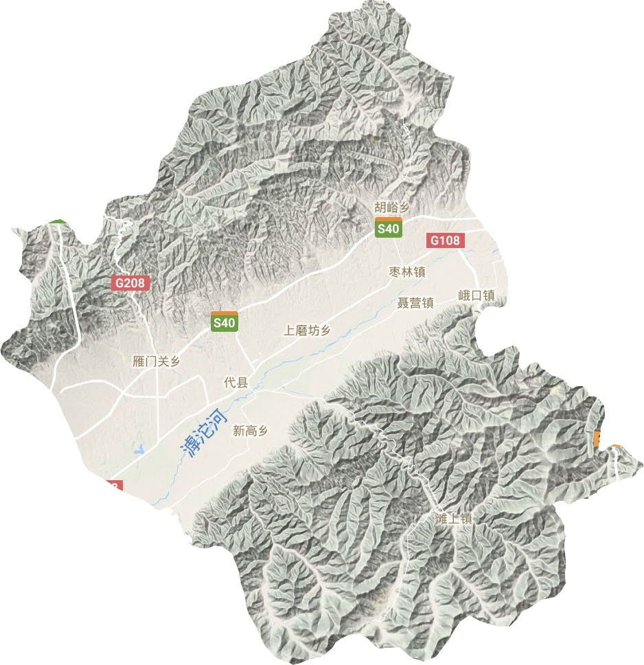 代县地形地图