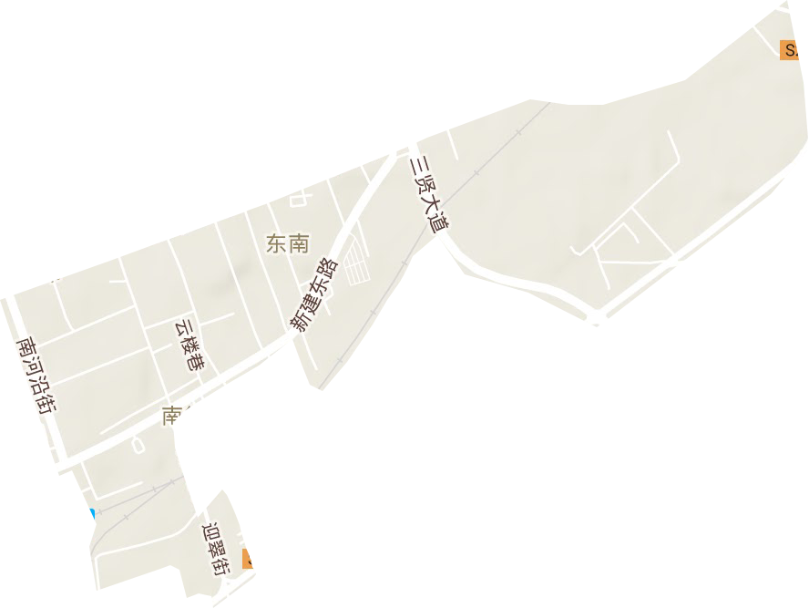 东南街道地形地图