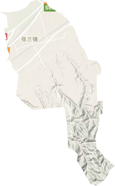 张兰镇地形地图