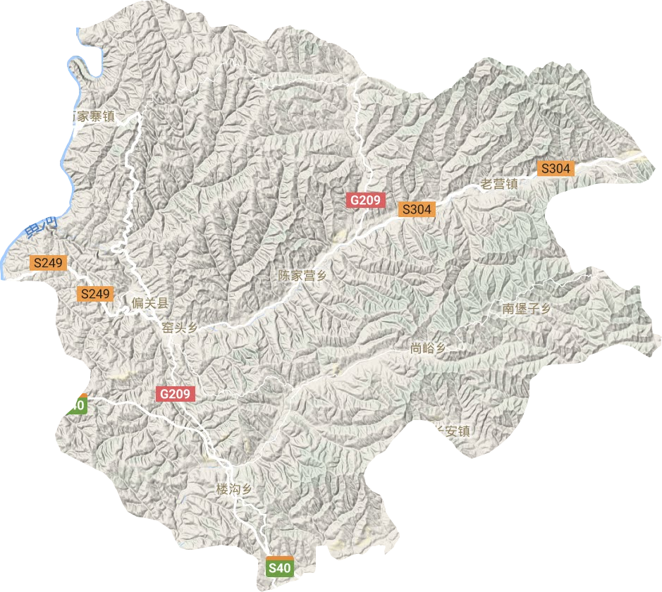 偏关县地形地图