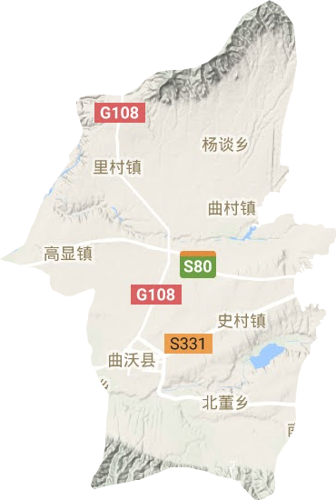 曲沃县地形地图