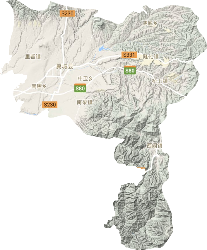 翼城县地形地图