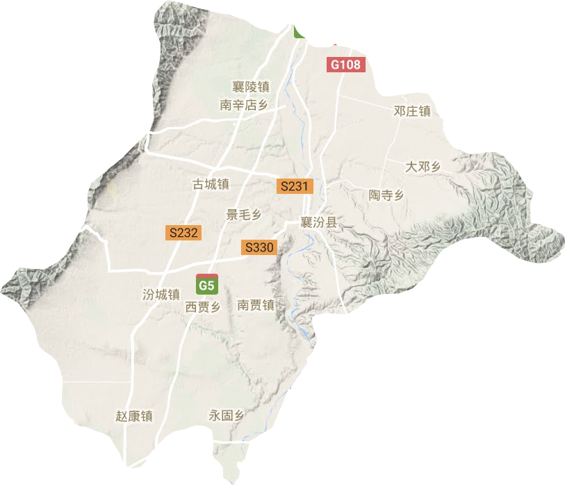 襄汾县地形地图