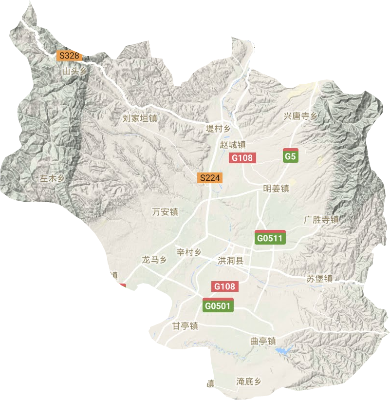 洪洞县地形地图