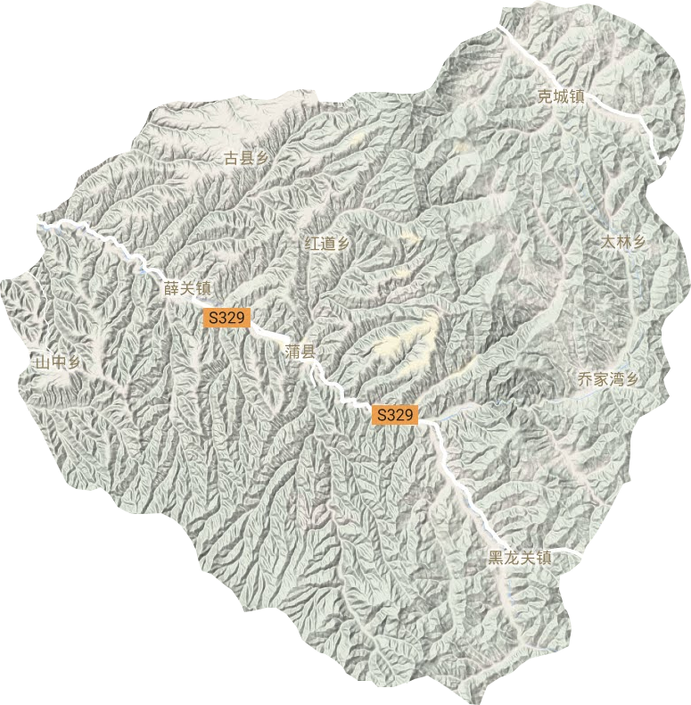 蒲县地形地图