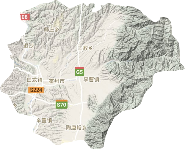 霍州市地形地图