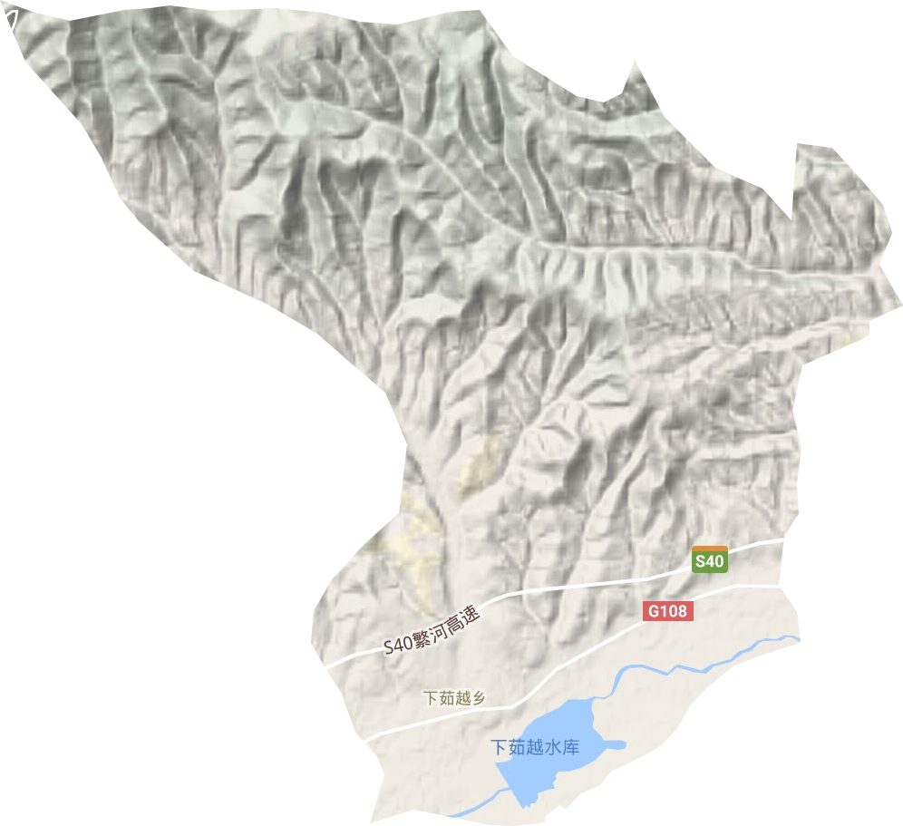 下茹越乡地形地图