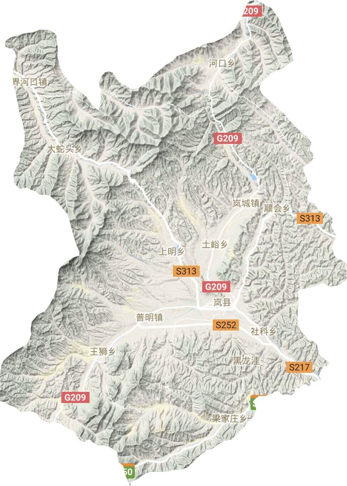 岚县地形地图