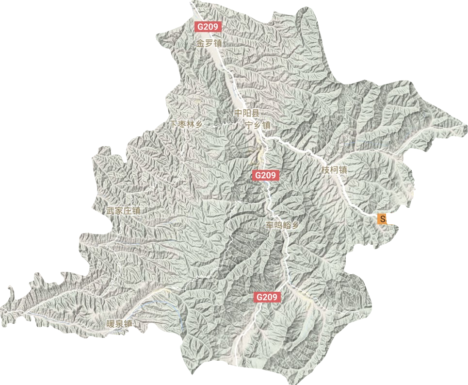 中阳县地形地图