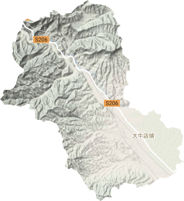 大牛店镇地形地图