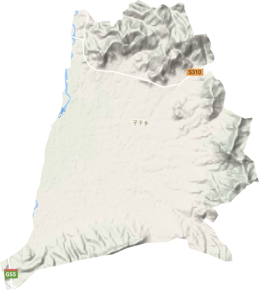 子干乡地形地图