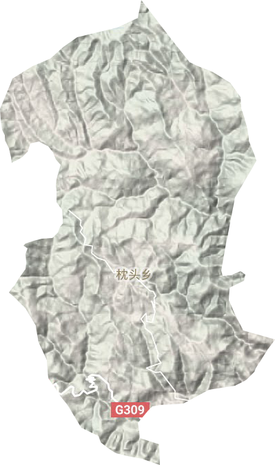 枕头乡地形地图