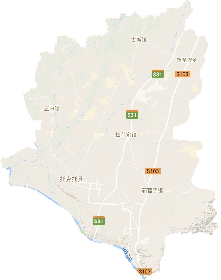 托克托县地形地图