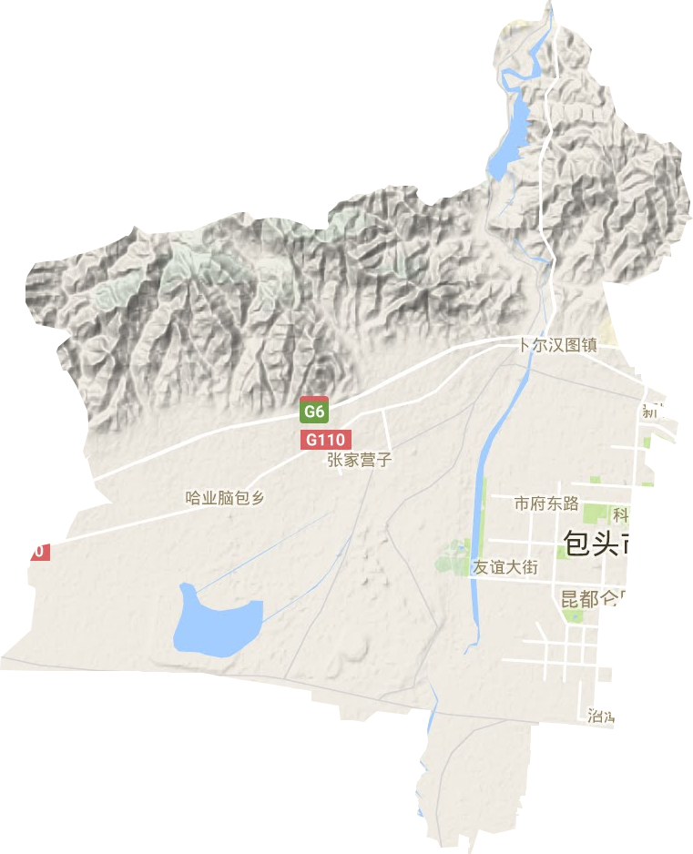 昆都仑区地形地图