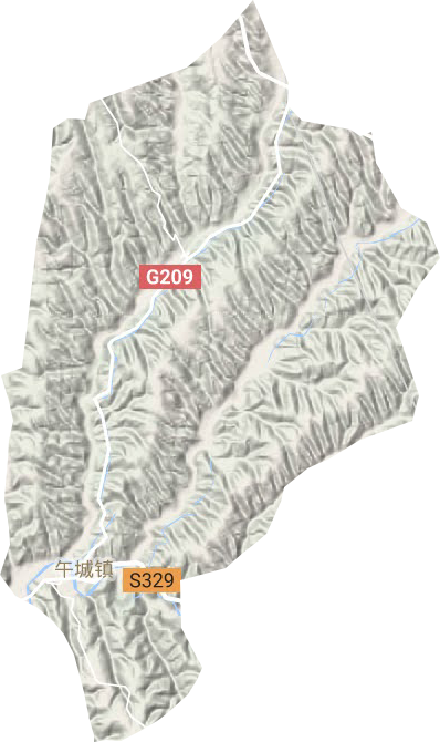 午城镇地形地图
