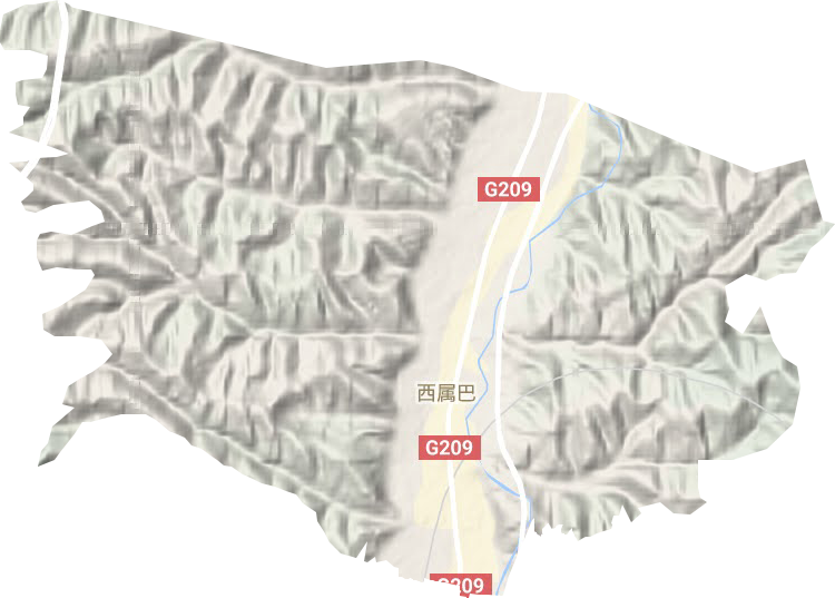西属巴街道地形地图