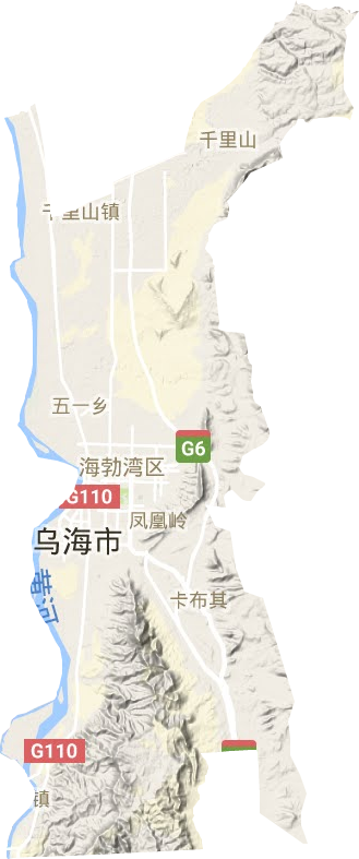 海勃湾区地形地图