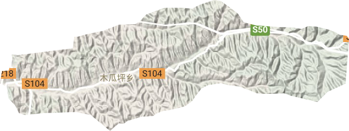 木瓜坪乡地形地图