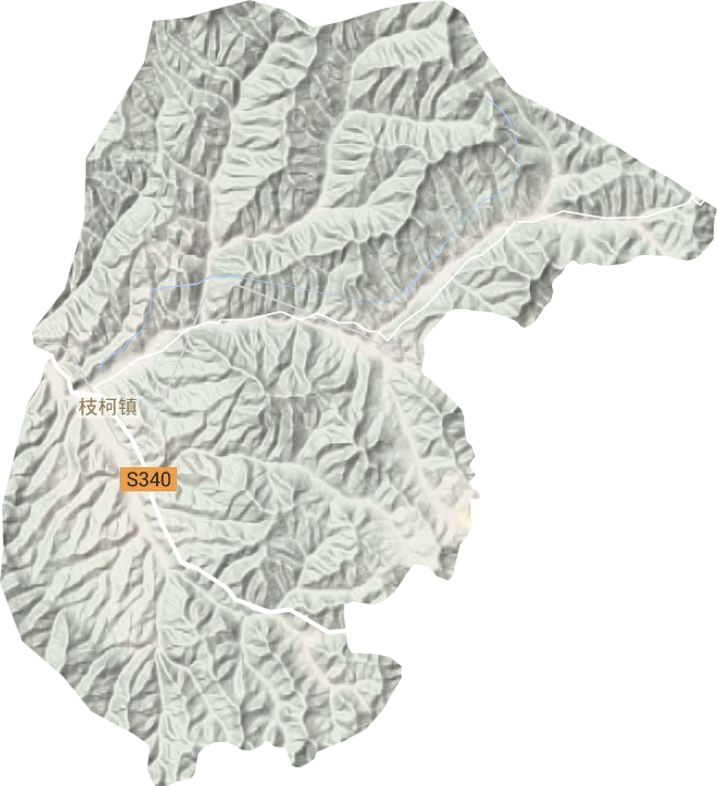 枝柯镇地形地图