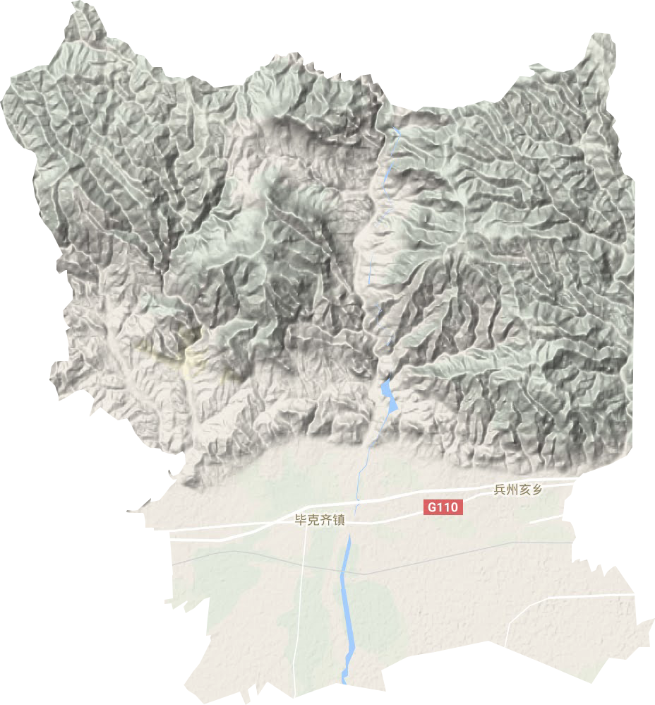 毕克齐镇地形地图