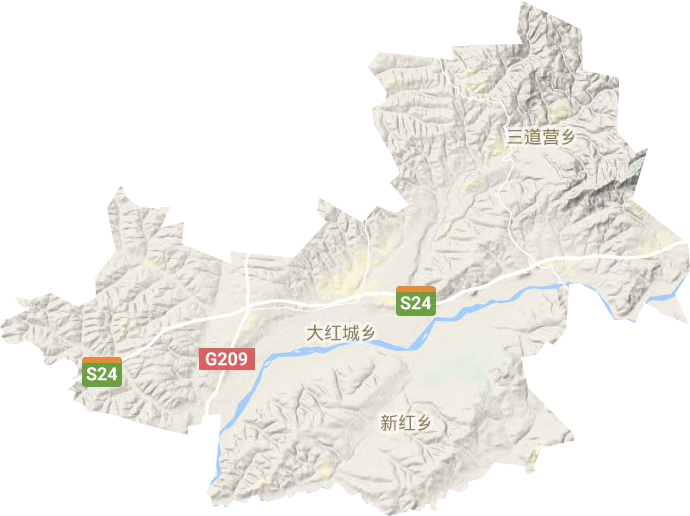 大红城乡地形地图
