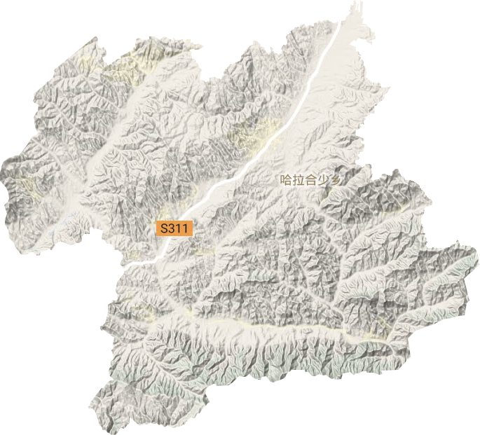 哈拉合少乡地形地图