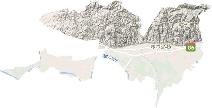 沙尔沁镇地形地图
