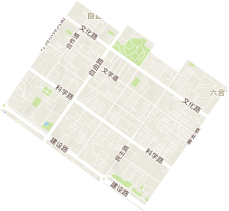 自由路街道地形地图