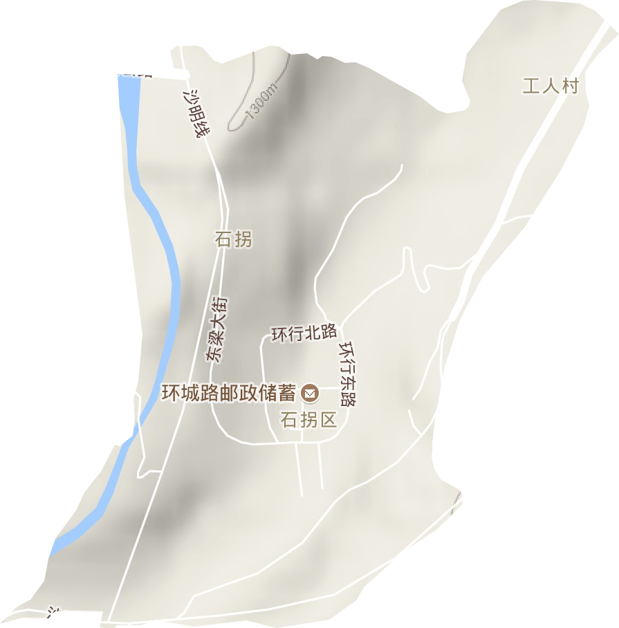 石拐街道地形地图