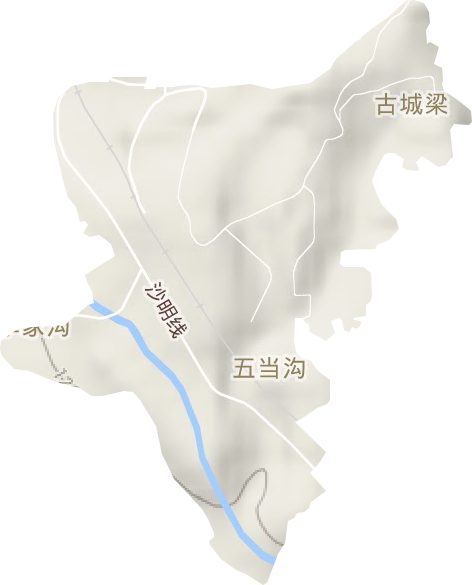 五当沟街道地形地图