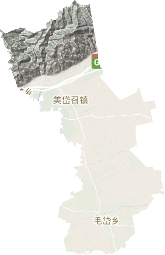 美岱召镇地形地图