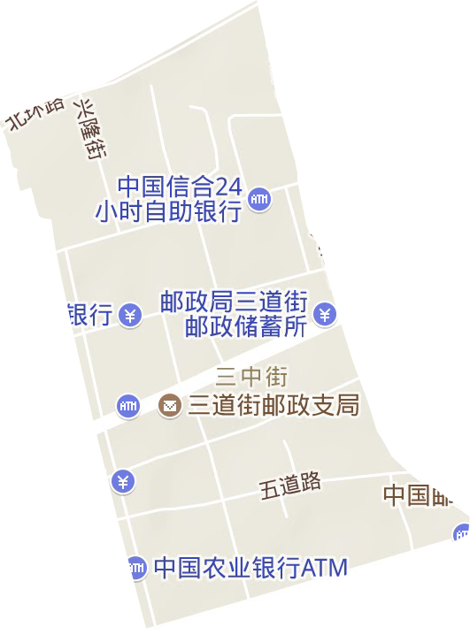三中街街道地形地图