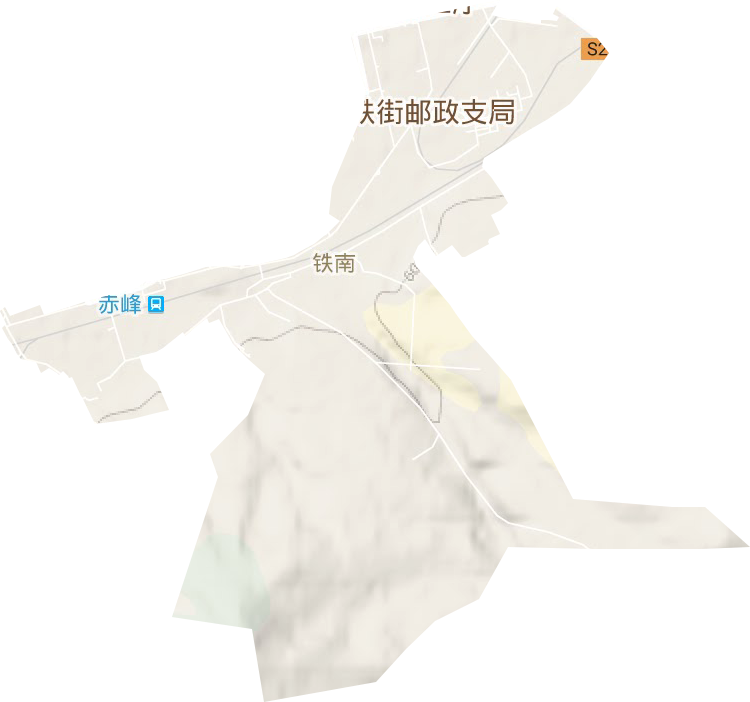 铁南街道地形地图