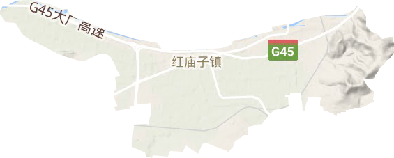 红庙子镇地形地图