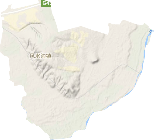 风水沟镇地形地图