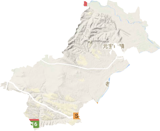 元宝山镇地形地图
