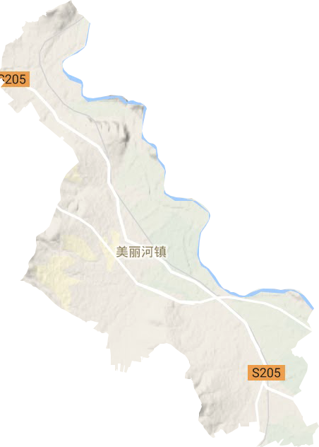 美丽河镇地形地图