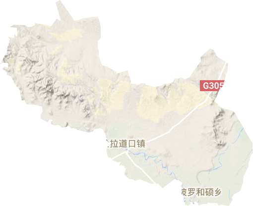 哈拉道口镇地形地图