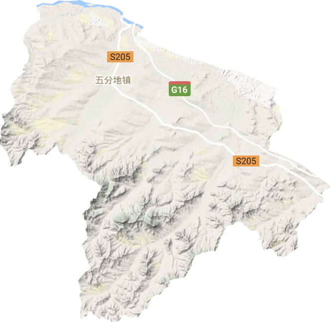 五分地镇地形地图