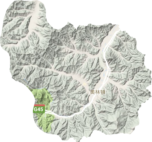 美林镇地形地图