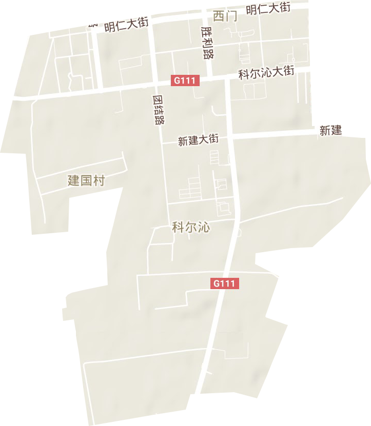 科尔沁街道地形地图