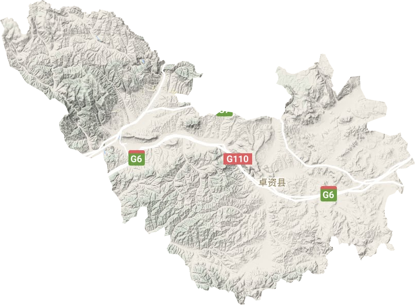 卓资县地形地图