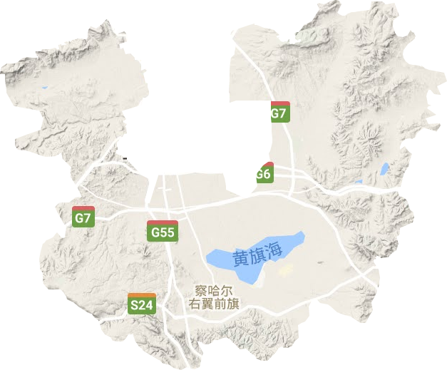 察哈尔右翼前旗地形地图