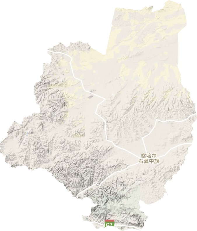 察哈尔右翼中旗地形地图